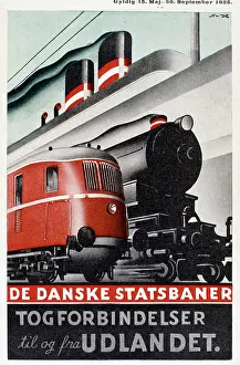 Timetable: Timetable cover design for Danish State Railways