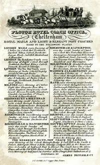 1826: Timetable, Plough Hotel Coach Office, Cheltenham