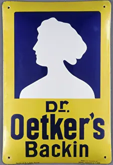 Enameled: Tin sign for Dr Oetker's Baking Powder