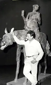 Tinguely: Tinguely with equestrian iron sculpture, Paris