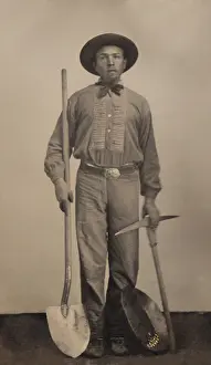 Lcgr2001: Tintype portrait of a man with his gold mining