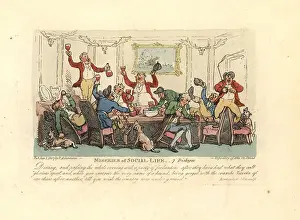 Miseries: Tired and drunken man at a raucous dinner party with