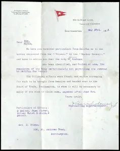 Mackay: TITANIC CASUALTY LETTER