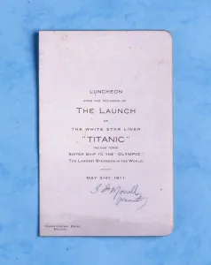 Shipwrecks: Titanic launch menu card