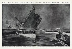 Plunging: The Titanic plunging beneath the waves