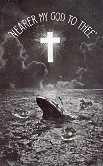 Bamforth: Titanic sinking Memorial Card with luminous cross