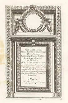 Chez Mariette: Title page with calligraphic letters on a stone panel