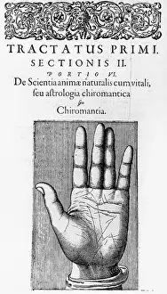 Divination: Title page of chapter on Chiromancy from Robert
