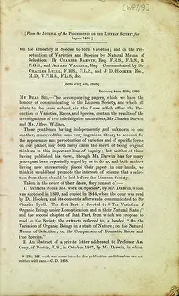 Linnaean: Title page of the Darwin - Wallace paper