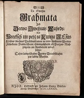 Bibles: Title page of the first Latvian Bible