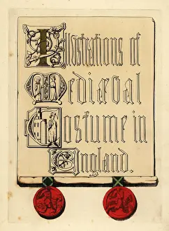 Dines: Title page with illuminated lettering and red wax seals