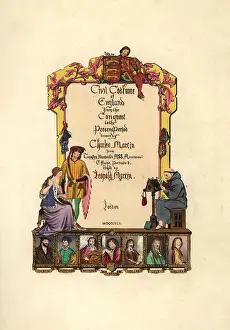 Florilegius Collection: Title page with medieval herald, monk and lady