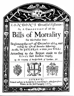Weekly: Title page of mortality bill for London for 1664/5