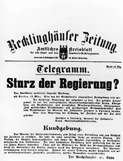 Telegram: Title page of the Recklinghaeuser newspaper