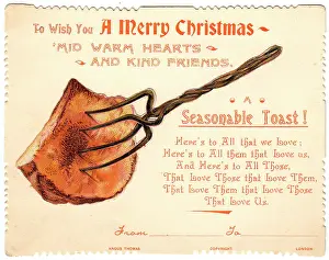 Toasted: Toast with comic verse on a Christmas card