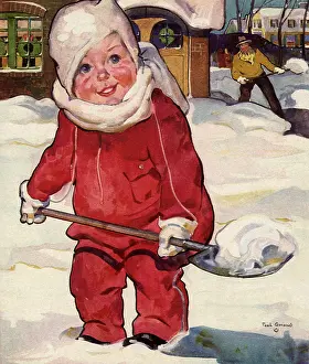 Shoveling: Toddler Shoveling Snow