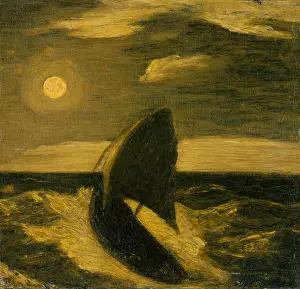 Oil On Wood: THE TOILERS OF THE SEA, UNDER A CLOUD, by Albert