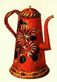 Spout: Toleware coffee pot, hand painted