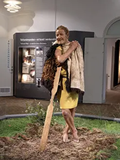 Spade: Tollund Man reconstruction, Silkeborg Museum, Denmark