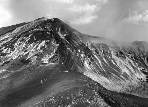 Shrouded: Tolzer hut in the Karwendel mountains, around 1925