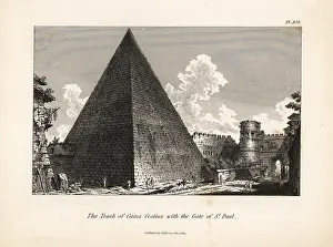 Caius: Tomb of Caius Cestius with the Gate of St. Paul, Rome