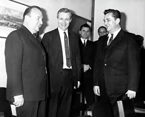Rumania: Tony Benn with Romanian visitors, London