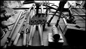 Hepworth: Tools on bench - Barbara Hepworth studio, St Ives, Cornwall