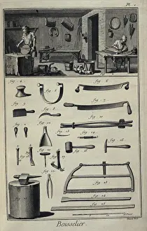 Metiers: Tools and Carpenters making a bucket and a bellows
