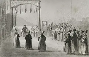 1788: Topkapi Palace. Audience of a European ambassador, 1788