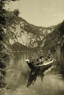 Aussee: Toplitzsee. In the foreground four men in costume in A?