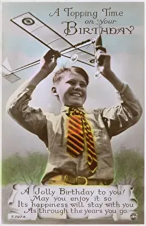Topping: Topping Time on your Birthday - Happy Boy with a Model Plane