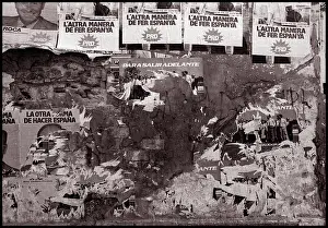 Grafitti: Torn posters and grafitti, Valencia, Spain