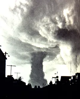Striking: Tornado striking a town in the Mid-West of the