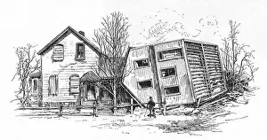 Twister: Tornado over turns house, 1886