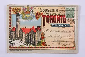 2488: Torronto postcard, city hall illustration, canadian