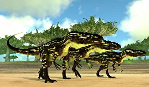 Prowling: Torvosaurus dinosaurs hunting for prey