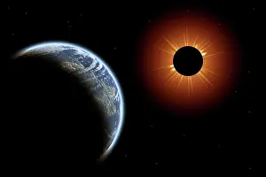 Astronomical: Total eclipse of the Sun as seen from space