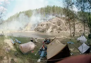 Sadchikov: Tourists camping, 1990