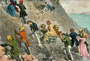 Sedan: Tourists clambering up the slopes of Vesuvius