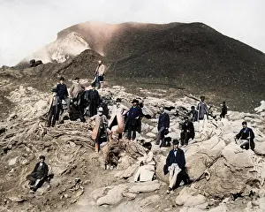 Tourists on Mount Vesuvius, Italy