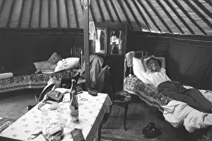 Narzan: Tourists in yurt, South Gobi, Mongolia