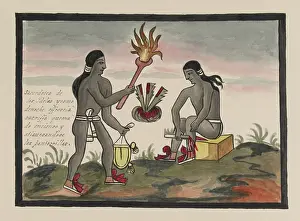 Keepers: Tovar Codex, Aztec Priests Burning Incense and Offering Bloo