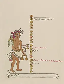 Mexica: Tovar Codex, Quecholli, 14th Month Aztec Calendar