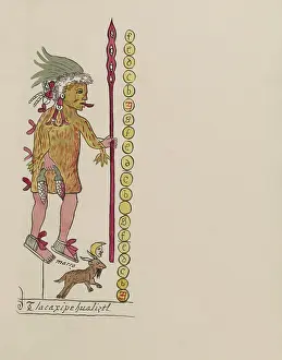 Stabbed: Tovar Codex, Tlacaxipehualiztli, 2nd Month Aztec Calendar
