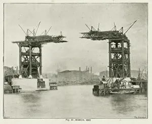 Tower Bridge under construction, March 1892