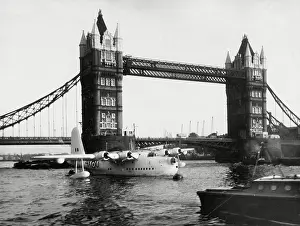 Constructed: Tower Bridge, London with Short Sutherland flying boat
