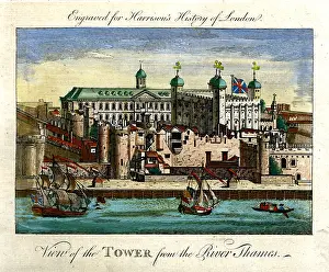 Antiquarian Images: Tower of London From Thames