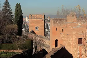 Albaicin: Towers and ramparts, Alhambra, Granada, Andalusia, Spain