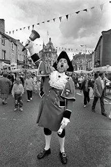 Ringing: Town crier at Clitheroe Country Fair, Lancashire, England