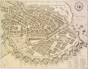 Meridian: Town Plan of Hamburg 1645